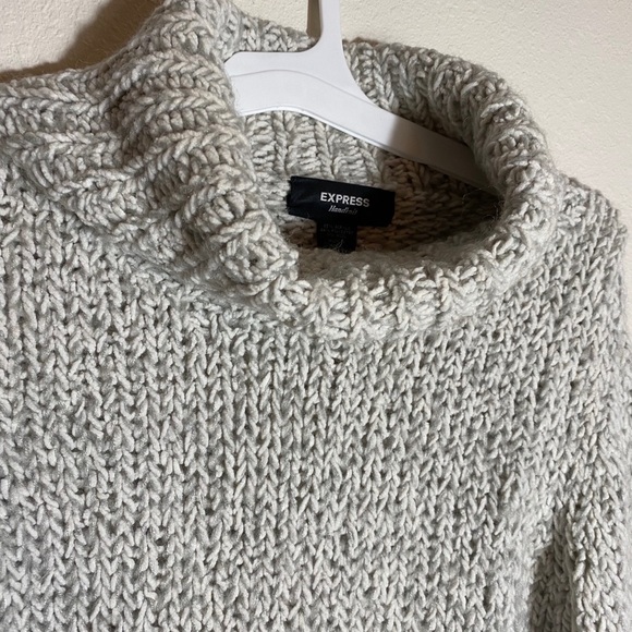 Express Hand Knit Turtleneck Sweater Wool Blend - Picture 6 of 7